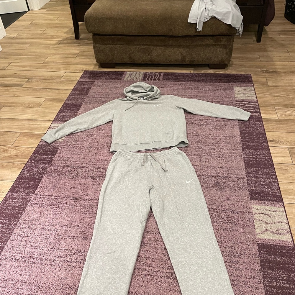Large, light gray, Nike sweat suit